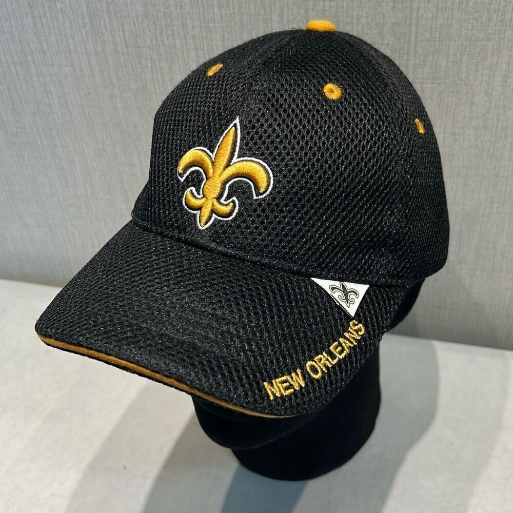 New Orleans Saints Hat Cap Adjustable Mesh Black Gold Sun Products